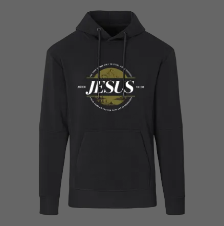 JOHN 10:10 PREMIUM MENS HOODIE (ENGLISH)