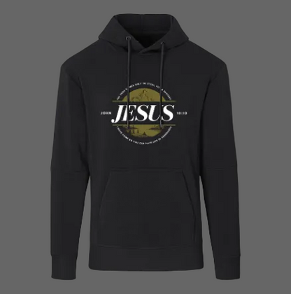 JOHN 10:10 PREMIUM MENS HOODIE (ENGLISH)
